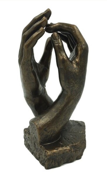 Rodin Cathedral Clasping Hands Statue signed copy controversial artist